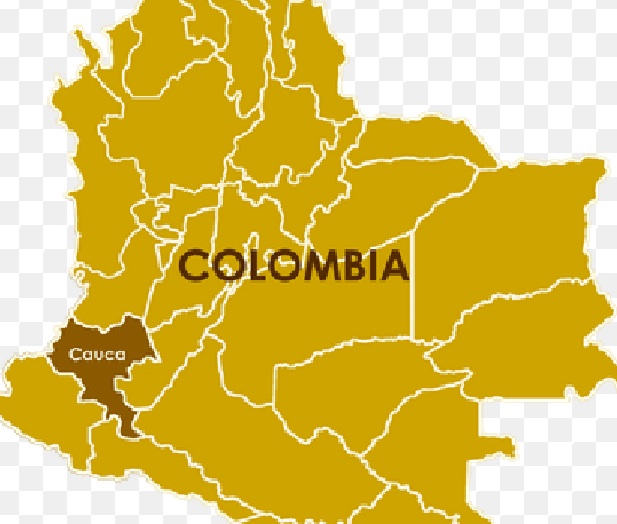 Il dipartimento di Cauca sulla cartina della Colombia