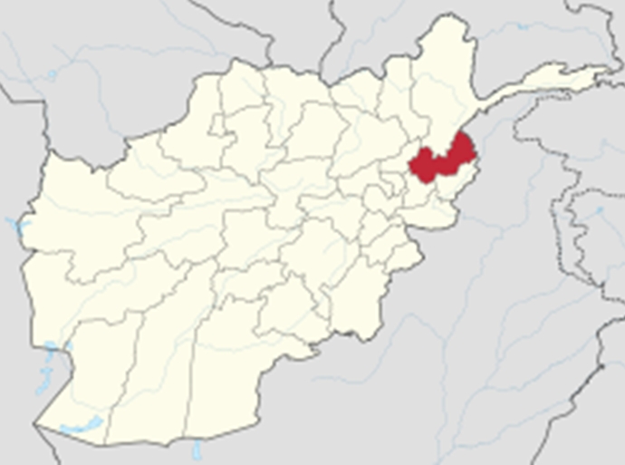 Il Nuristan sulla cartina dell'Afghanistan 
