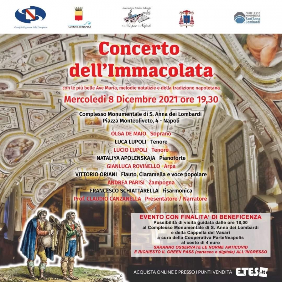 Tradizionale Concerto dell'Immacolata 2021 di Noi per Napoli in Sant'Anna dei Lombardi 